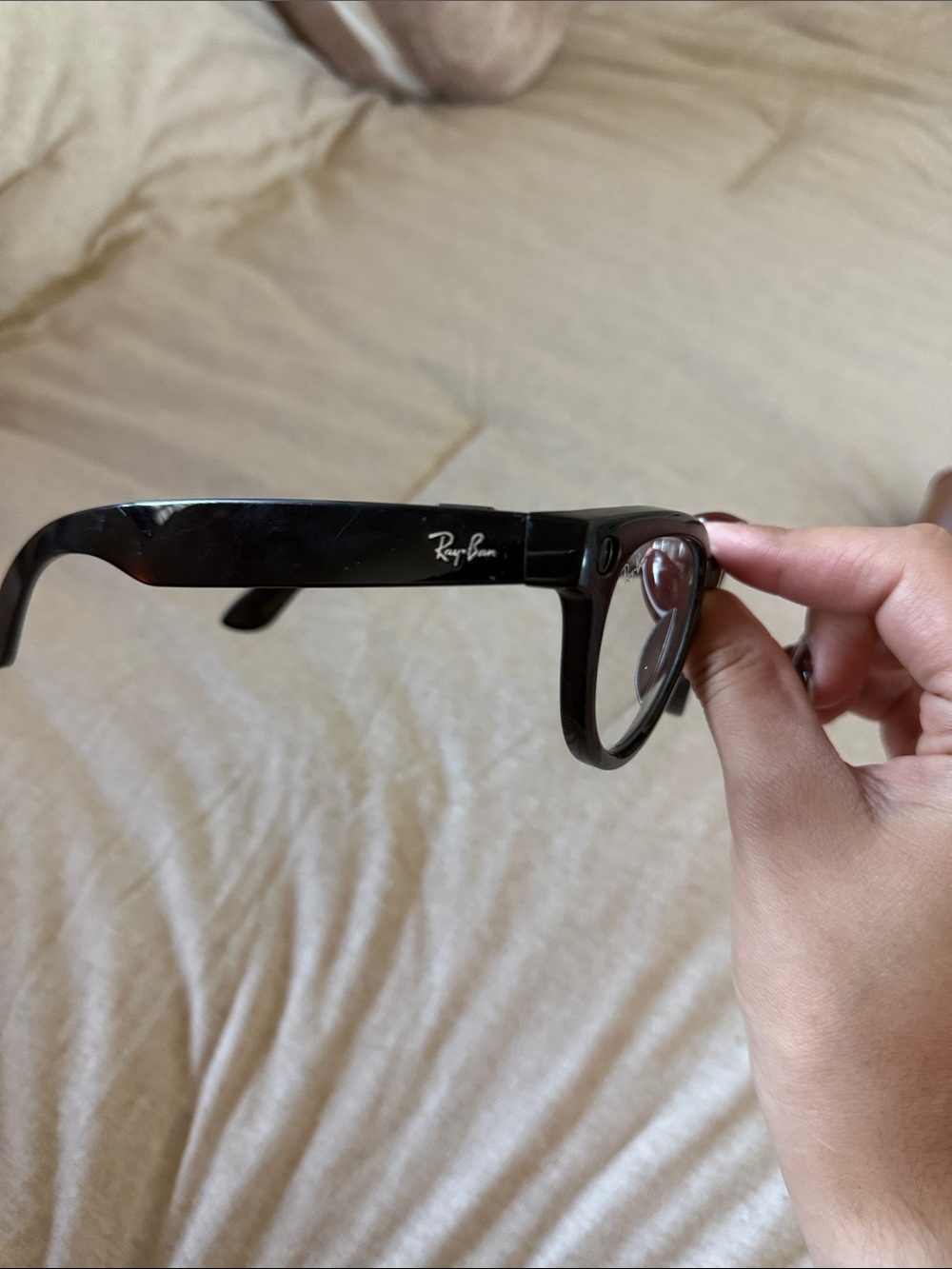 Ray-Ban Uni-Sex Black Round Meta glasses with Brown Case not prescription - Picture 2 of 6